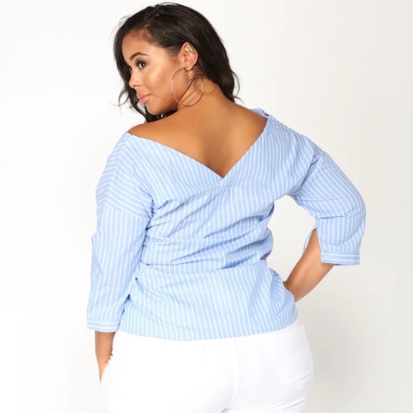 Fashion Nova Striped Blouse NWT Size 3X - Picture 2 of 5